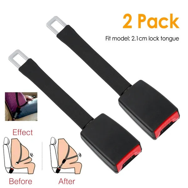 2Pcs Car Seat Belt Extender 9in Buckle Tongue Webbing Extension