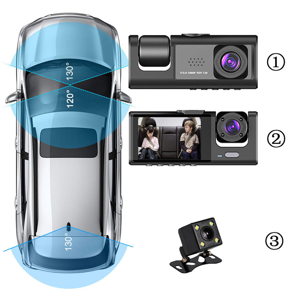 1080P Dual Lens Car Dash Cam Recorder G Sensor DVR Front And Rear Camera Video