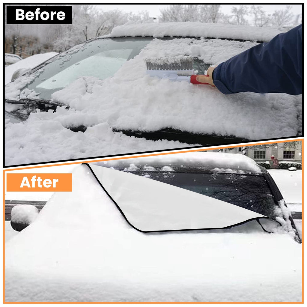 1Set Magnetic Car Windshield Cover Front Rear Car Windshield Protector Against Snow Sun Dirt Leaves Fit For All Cars Oxford Fabric Waterproof Heat-Resistant
