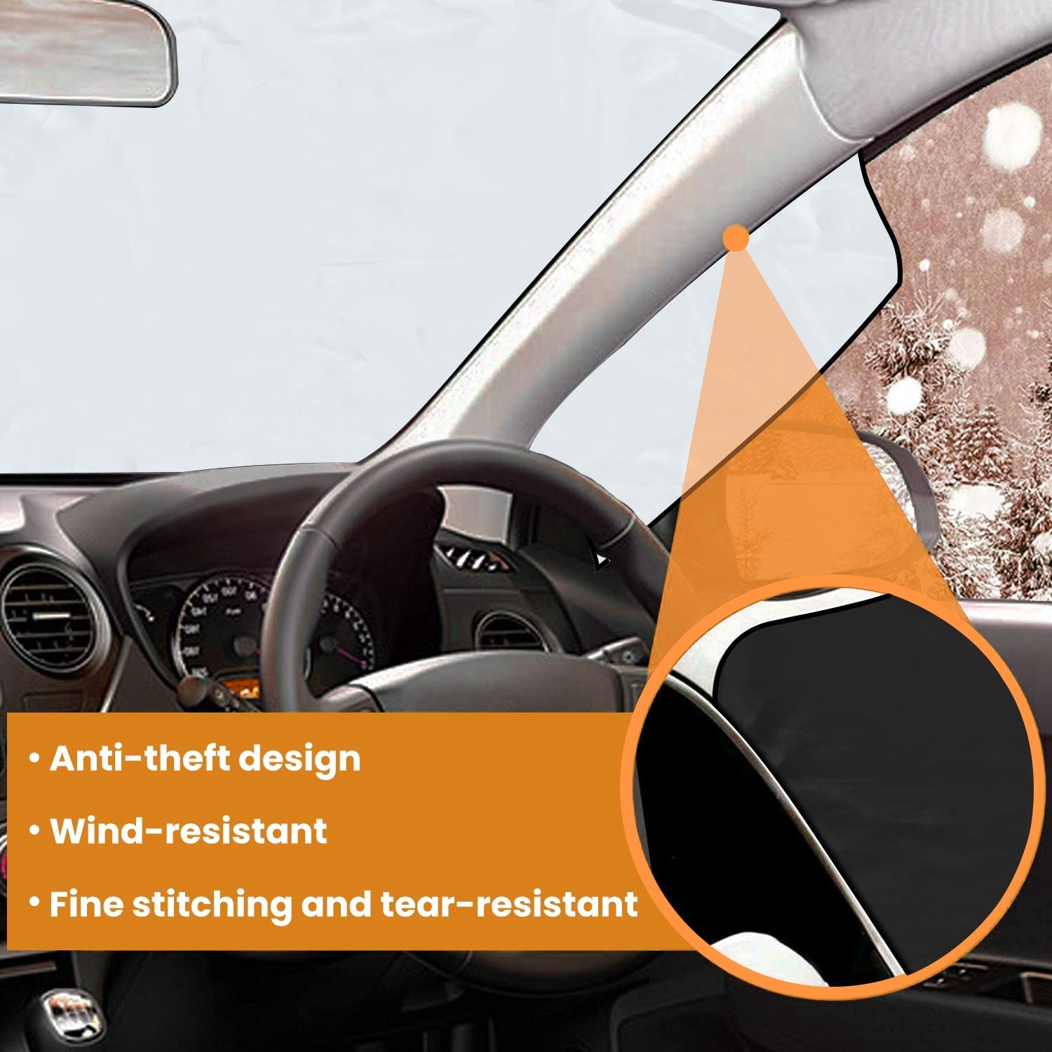 1Set Magnetic Car Windshield Cover Front Rear Car Windshield Protector Against Snow Sun Dirt Leaves Fit For All Cars Oxford Fabric Waterproof Heat-Resistant