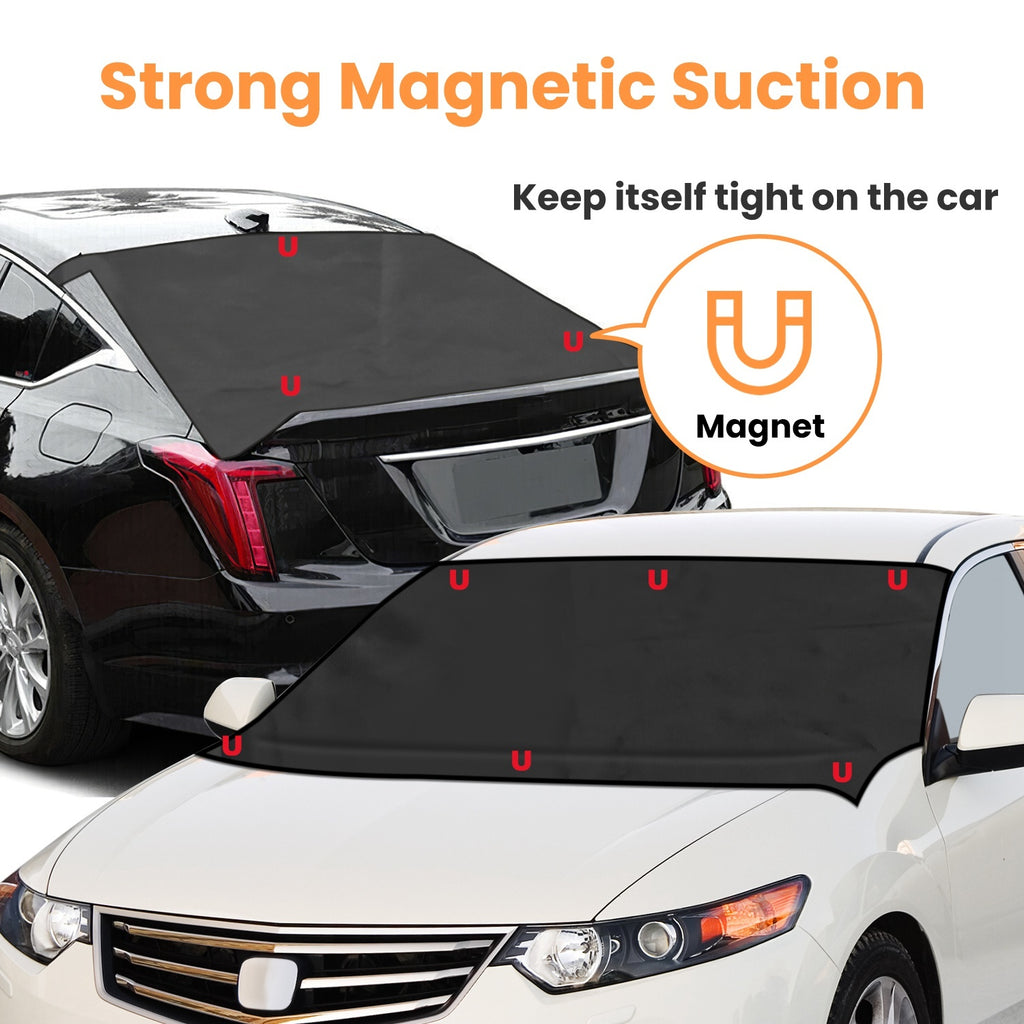1Set Magnetic Car Windshield Cover Front Rear Car Windshield Protector Against Snow Sun Dirt Leaves Fit For All Cars Oxford Fabric Waterproof Heat-Resistant