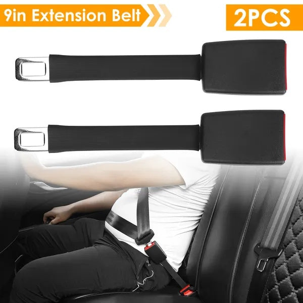 2Pcs Car Seat Belt Extender 9in Buckle Tongue Webbing Extension
