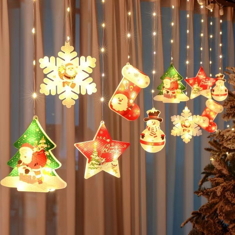 Painted Christmas Curtain Lights Holiday