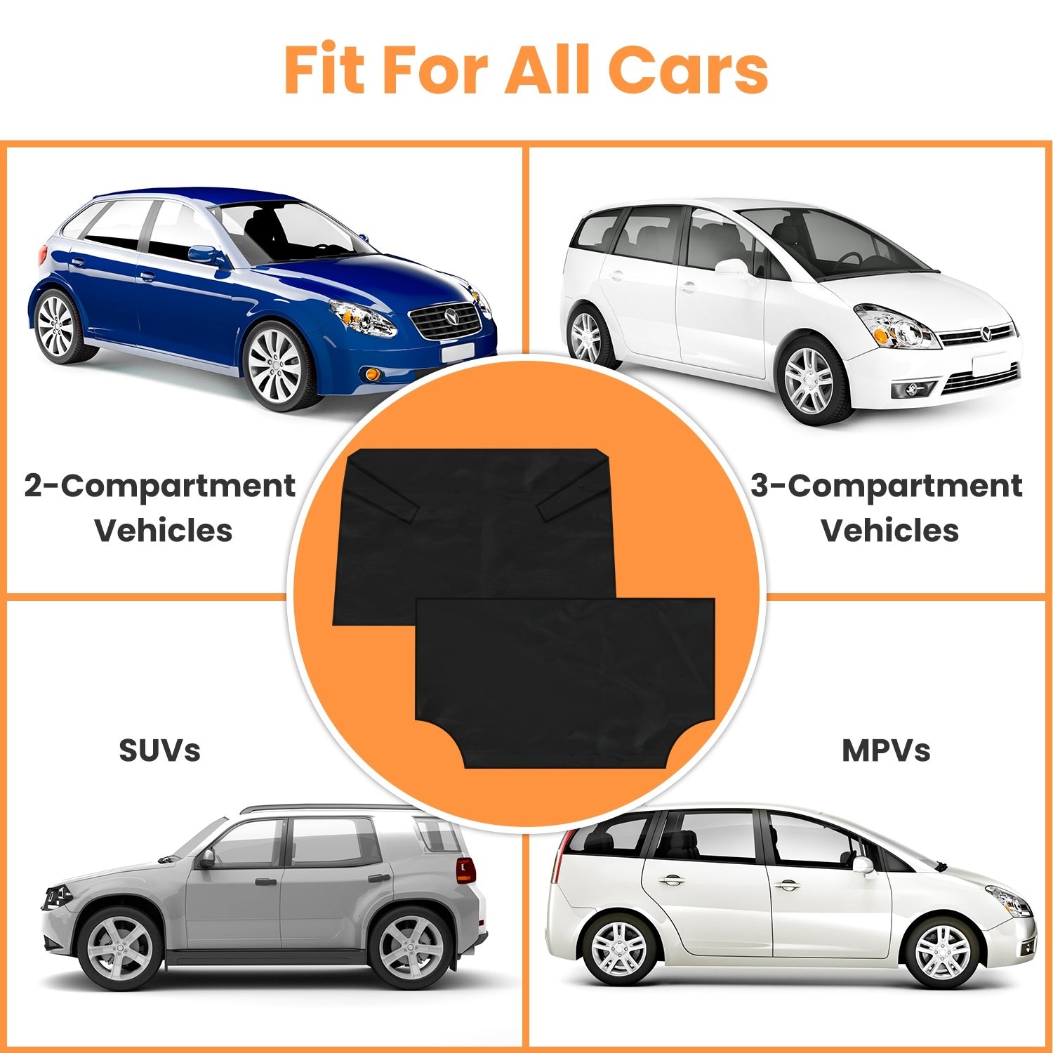 1Set Magnetic Car Windshield Cover Front Rear Car Windshield Protector Against Snow Sun Dirt Leaves Fit For All Cars Oxford Fabric Waterproof Heat-Resistant