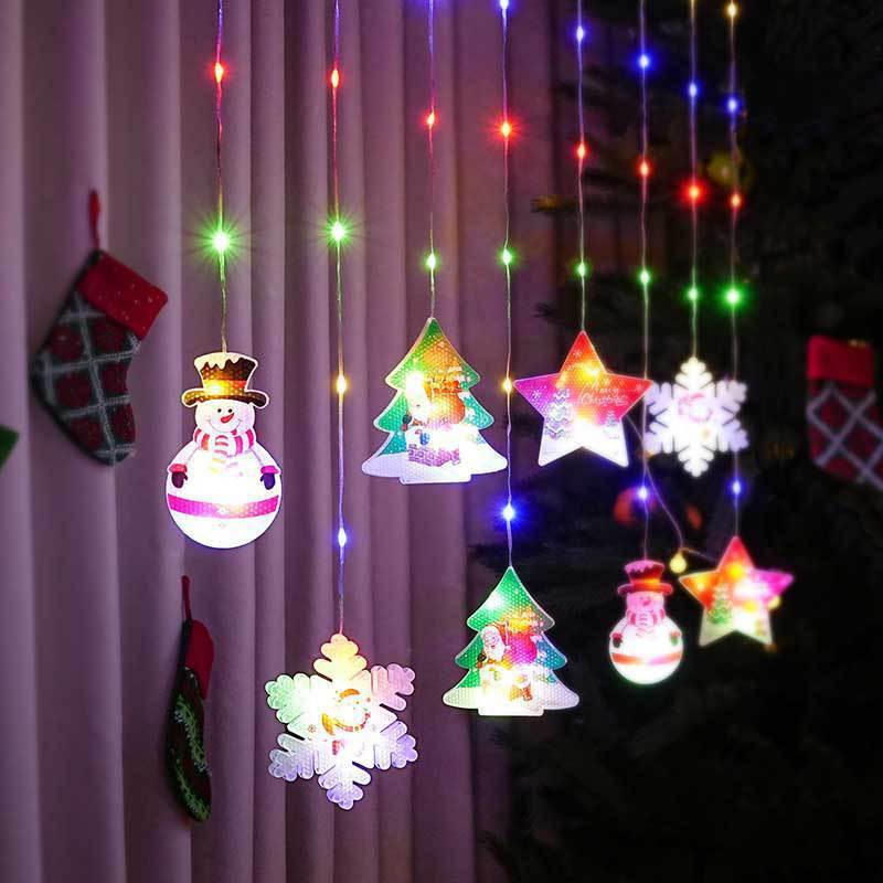 Painted Christmas Curtain Lights Holiday