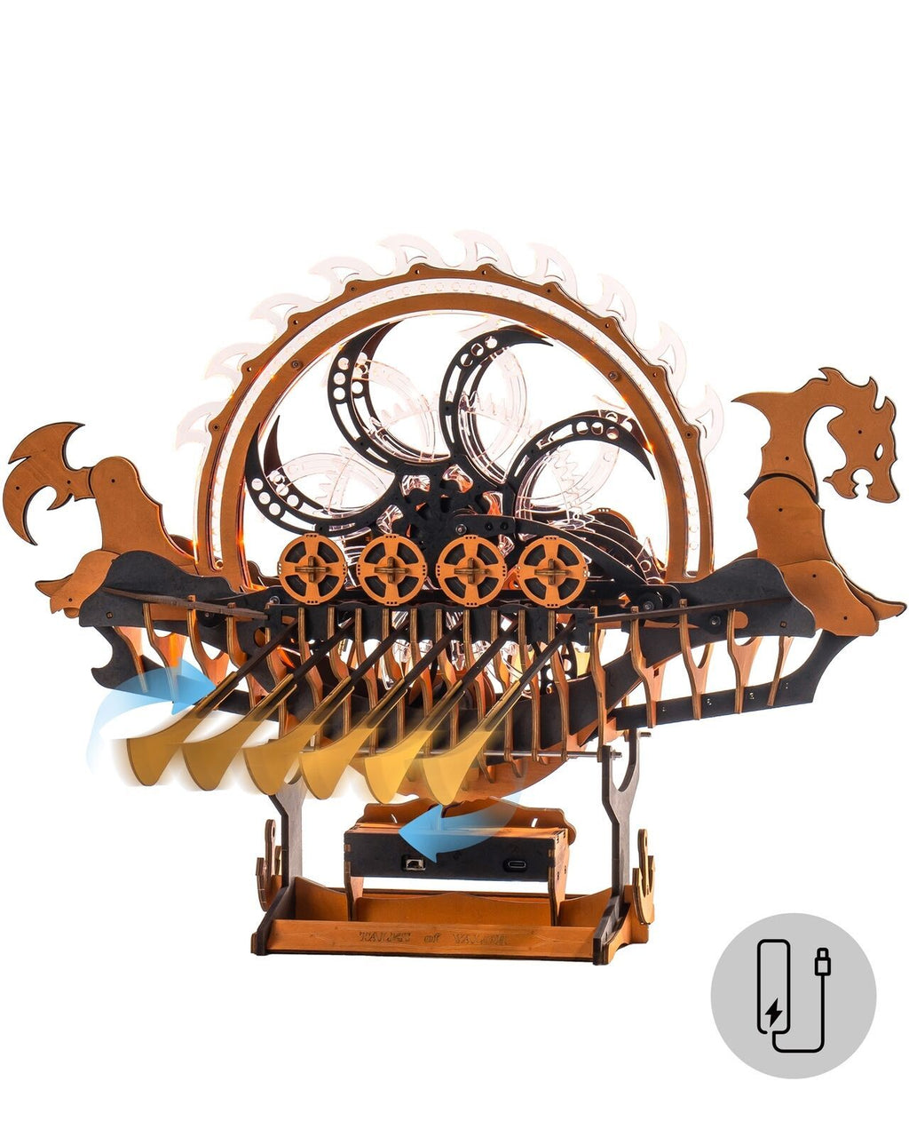 ROKR Dragon Boat Electric Mechanical 3D Wooden Puzzle Toys Games Teens Gift