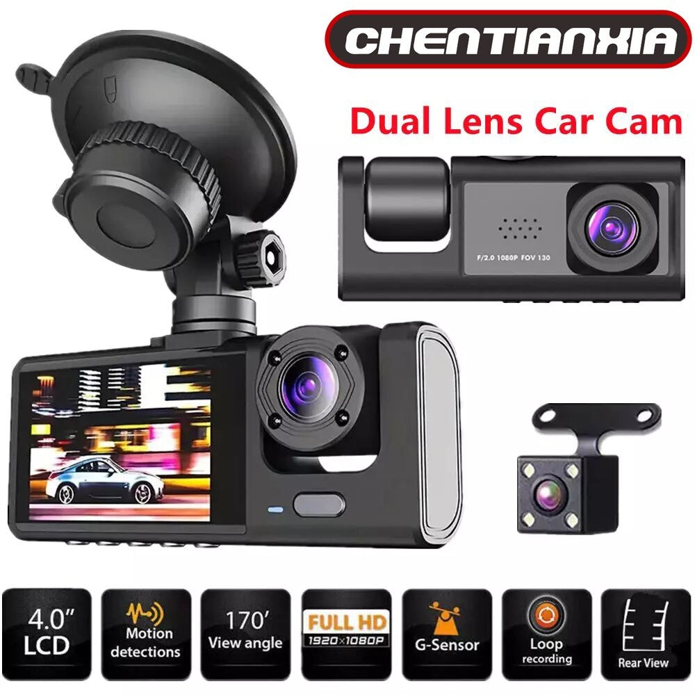 1080P Dual Lens Car Dash Cam Recorder G Sensor DVR Front And Rear Camera Video